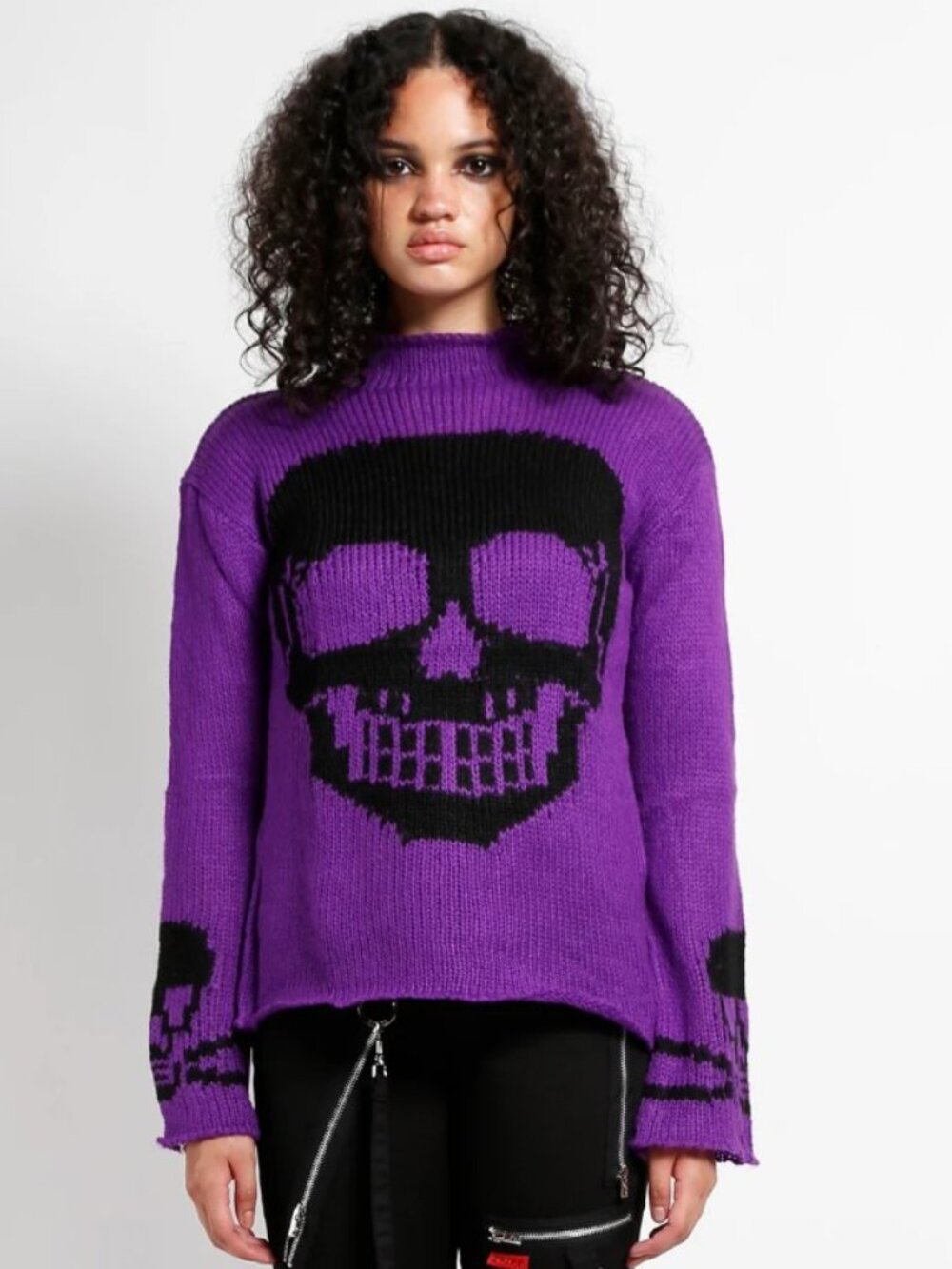 Tripp NYC Purple Skull Sweater